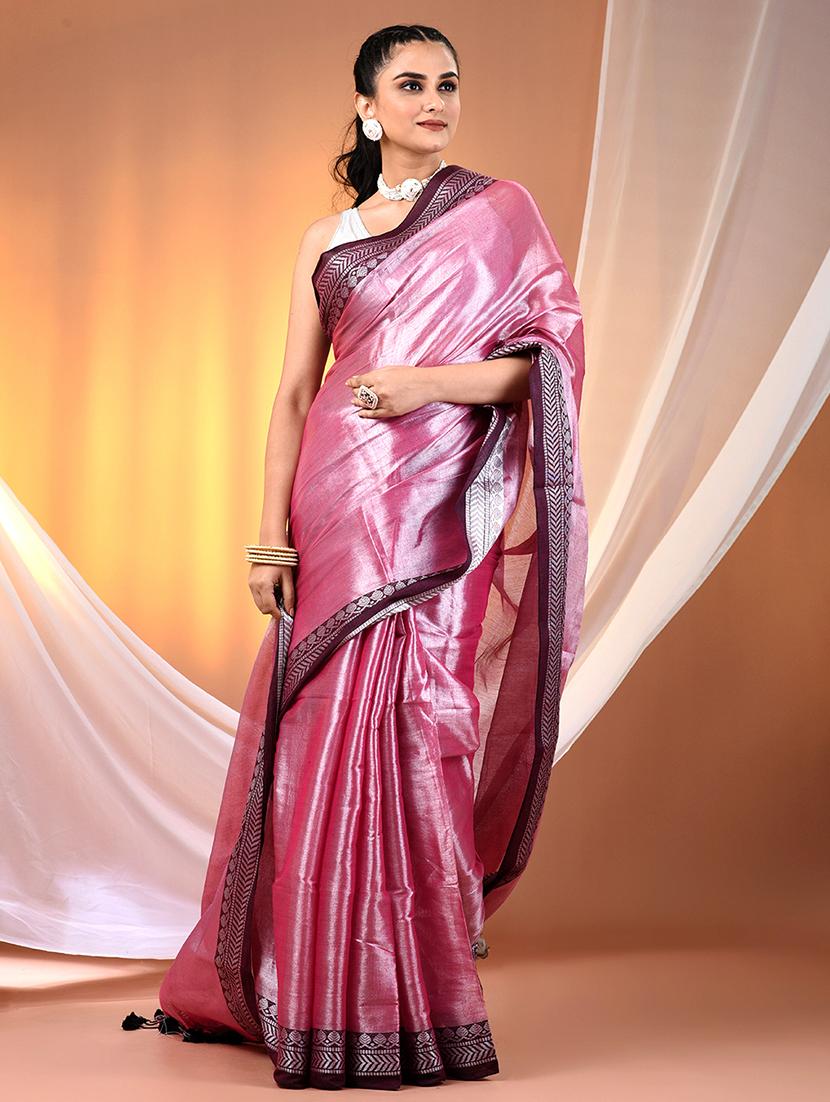 women solid with bordered saree with blouse - 21908388 -  Standard Image - 1