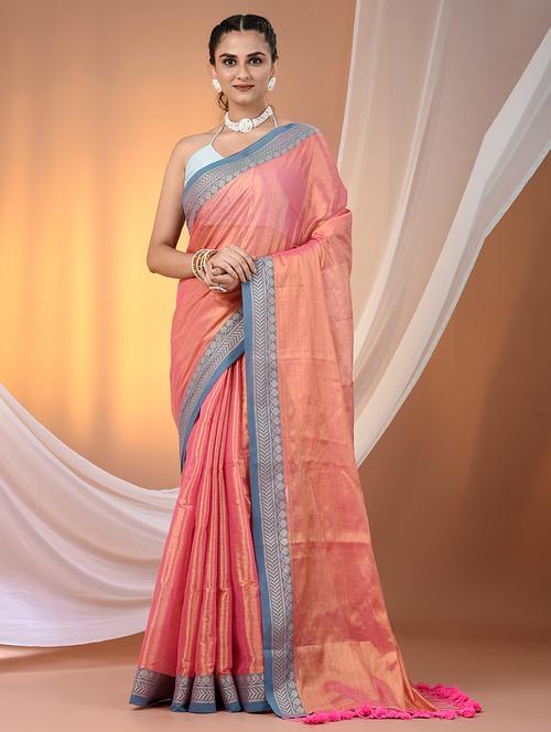 women solid with bordered saree with blouse - 21908390 - Standard Image - 0