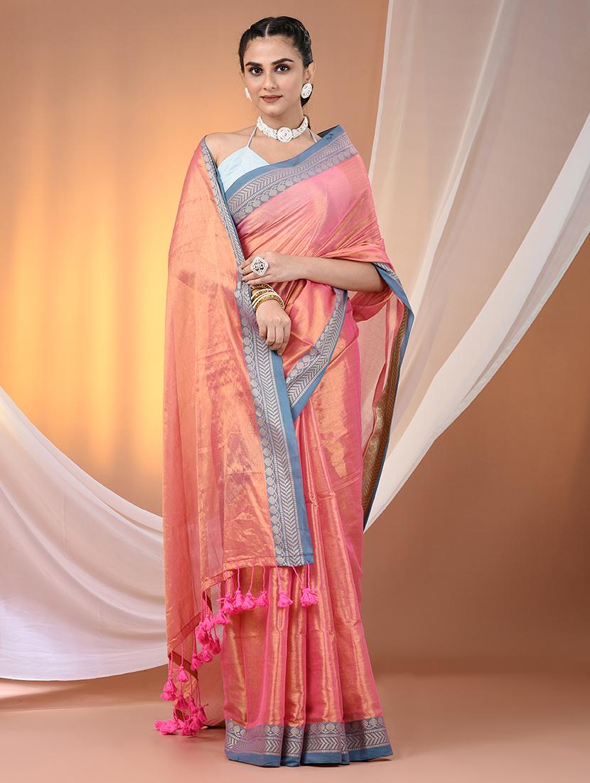women solid with bordered saree with blouse - 21908390 -  Standard Image - 1