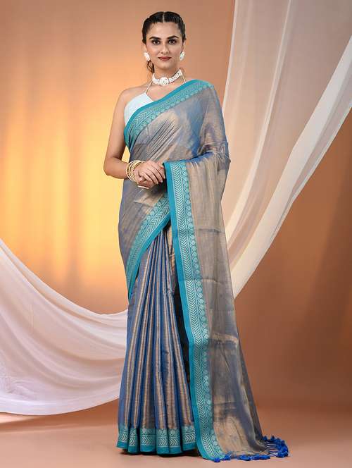 women solid with bordered saree with blouse - 21908394 - Standard Image - 0