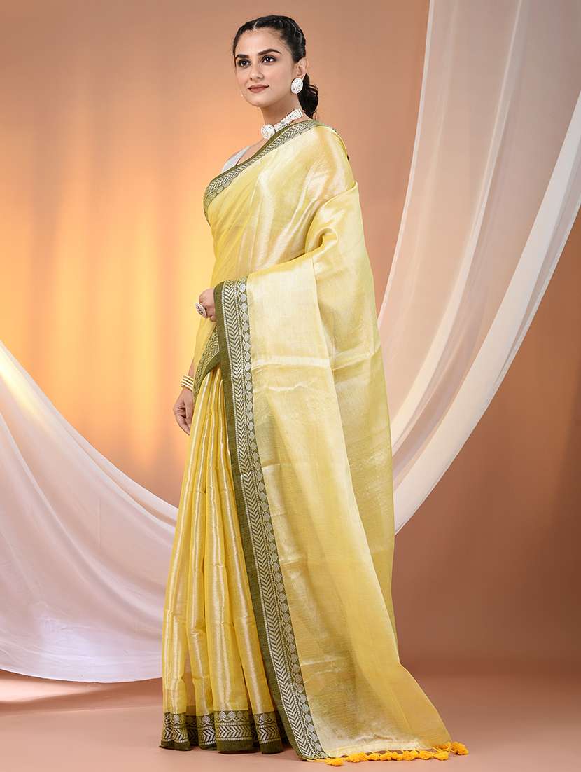 women solid with bordered saree with blouse - 21908399 - Standard Image - 1