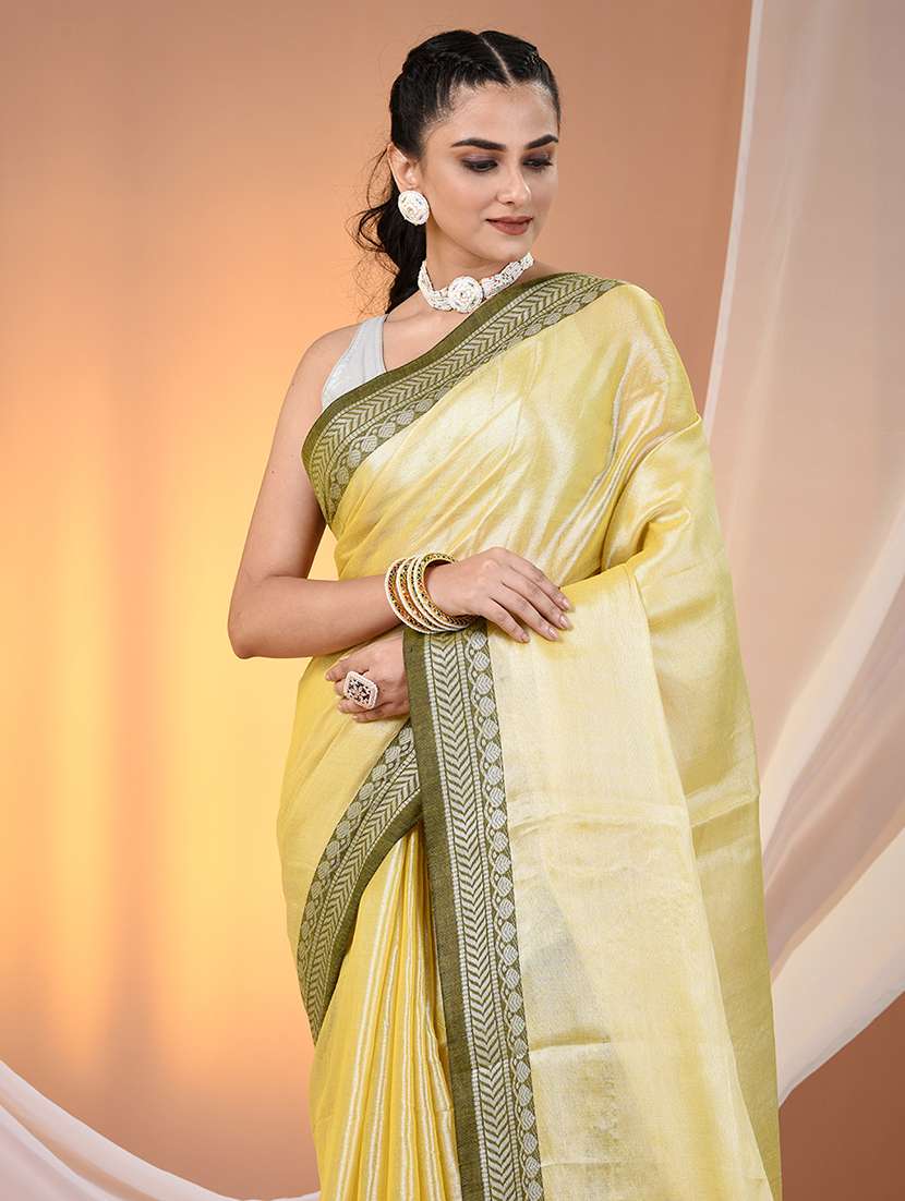 women solid with bordered saree with blouse - 21908399 - Standard Image - 4