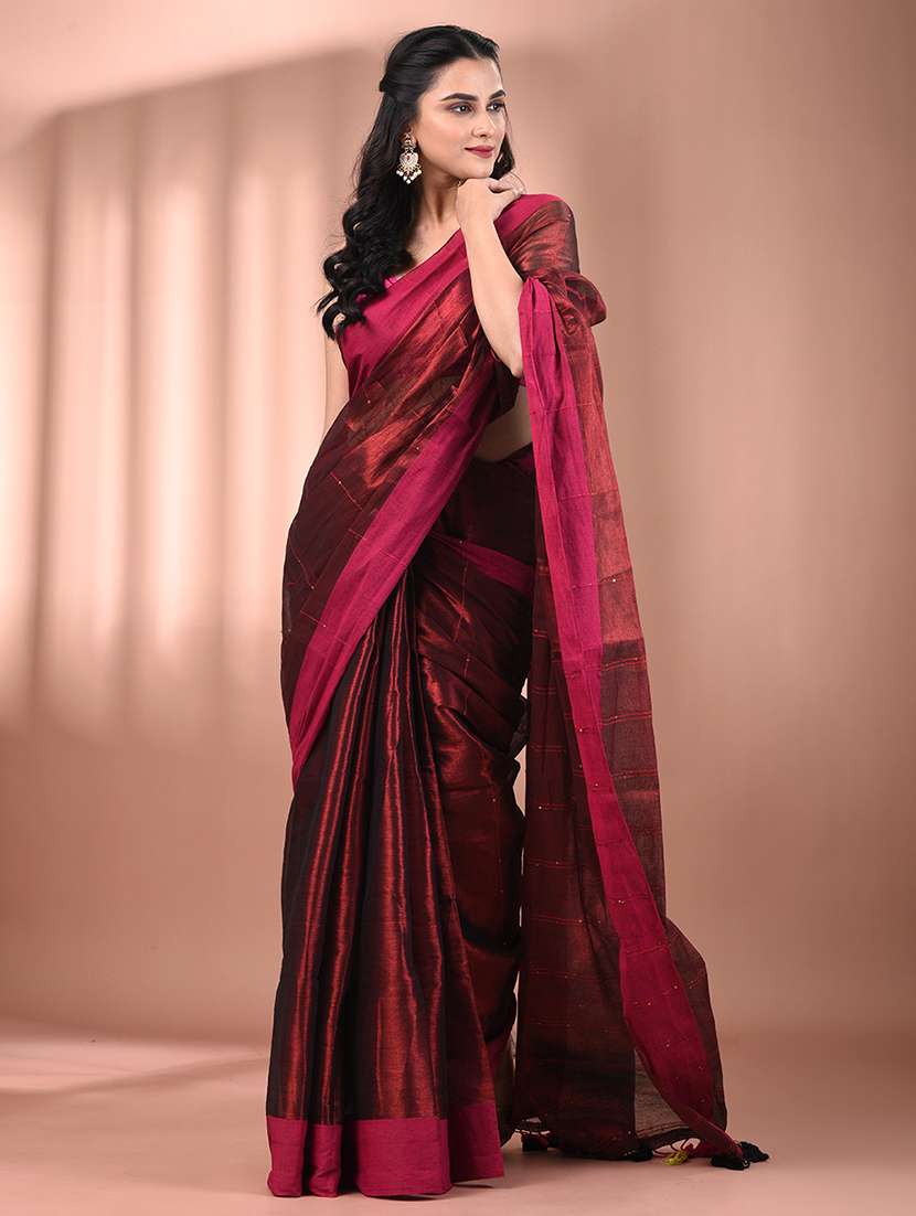 women solid with work embellished saree  with blouse - 21908401 -  Standard Image - 1