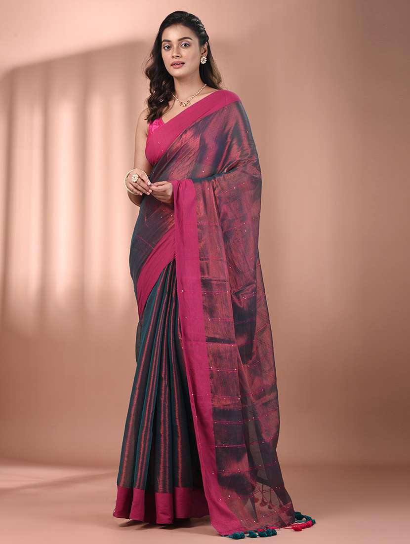 women solid with work embellished saree  with blouse