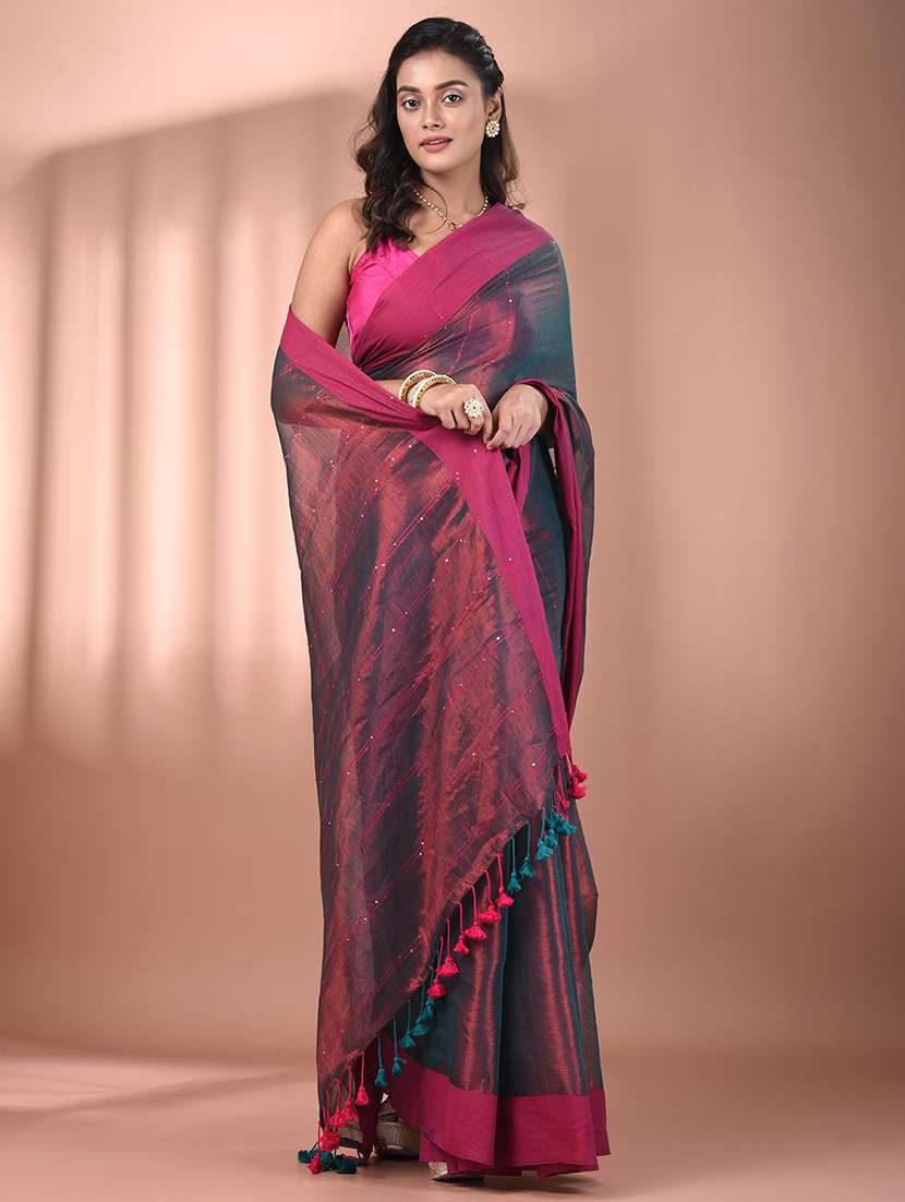 women solid with work embellished saree  with blouse - 21908402 -  Standard Image - 1