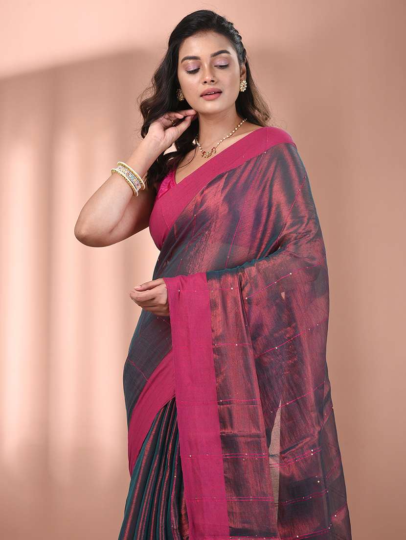 women solid with work embellished saree  with blouse - 21908402 -  Standard Image - 4