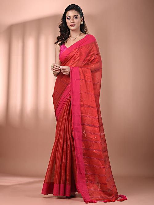 women solid with work embellished saree with blouse - 21908404 - Standard Image - 0