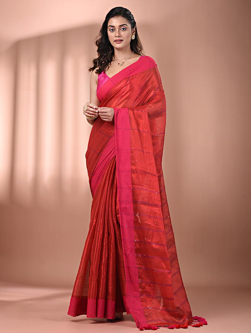 women solid with work embellished saree with blouse - 21908404 - Zoom Image - 0