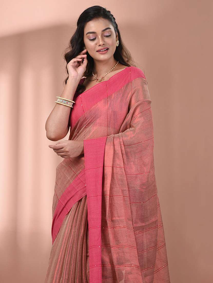 women solid with work embellished saree  with blouse - 21908405 -  Standard Image - 4