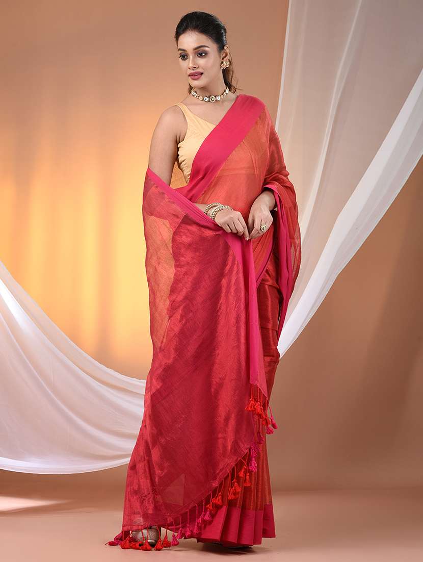 women solid with bordered saree with blouse - 21908406 - Standard Image - 1