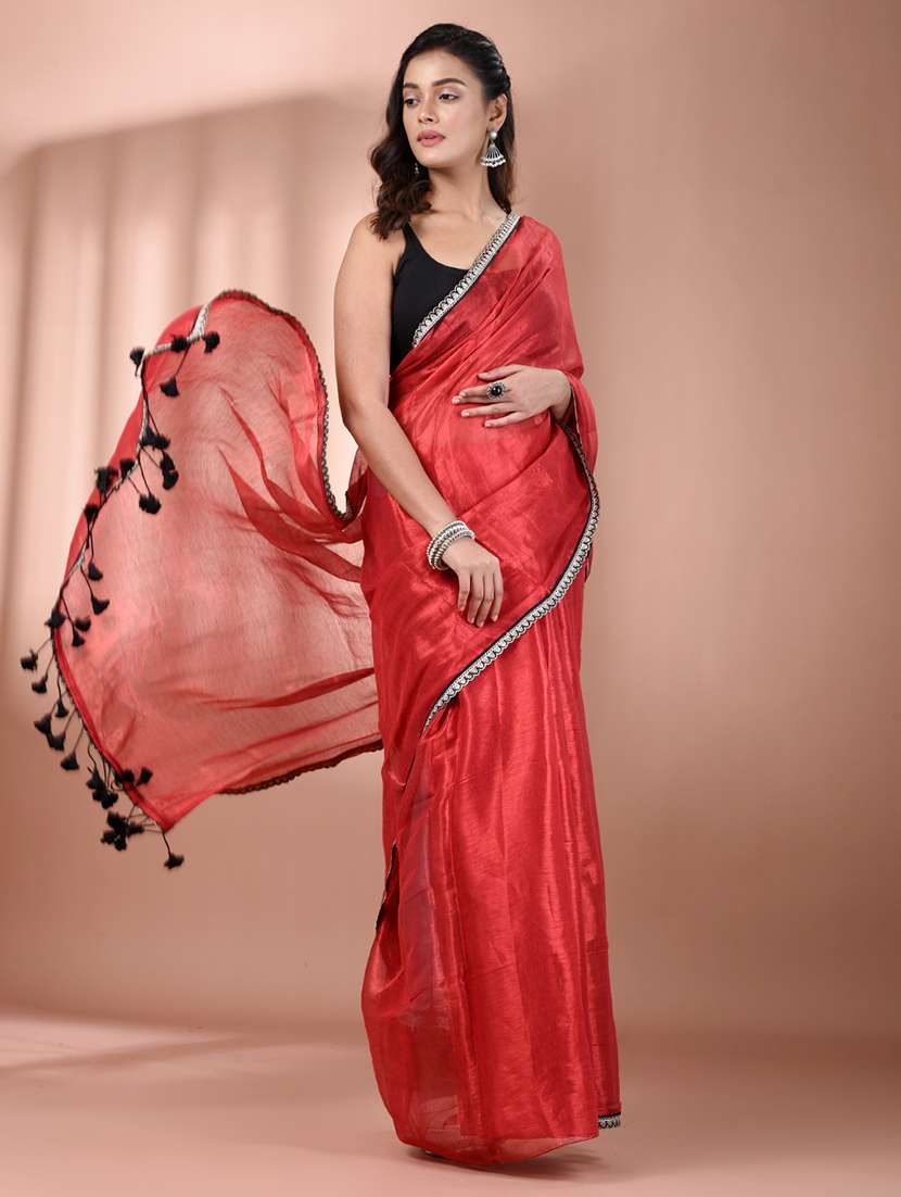 women solid casual wear saree with blouse - 21908407 -  Standard Image - 1