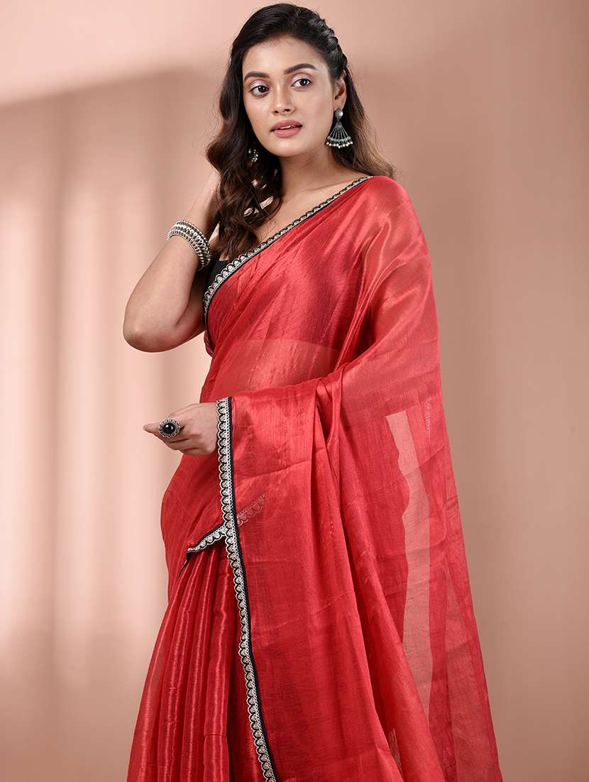 women solid casual wear saree with blouse - 21908407 -  Standard Image - 4