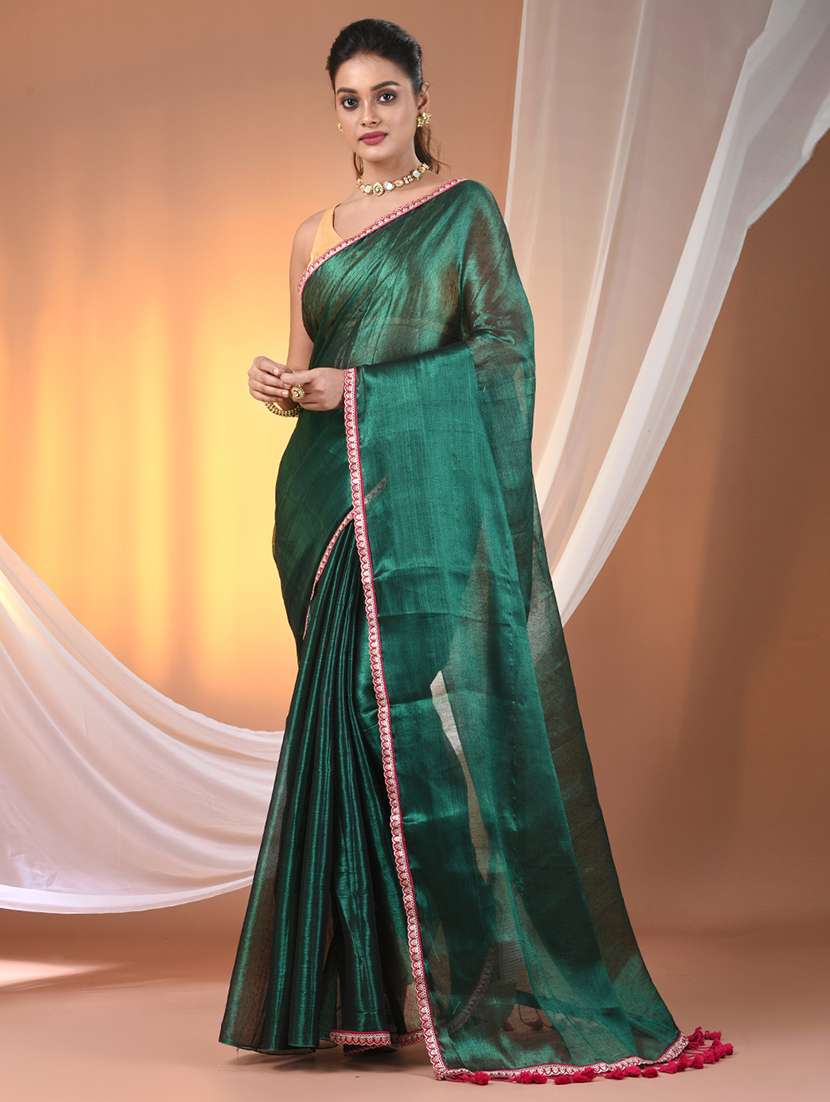 women solid casual wear saree with blouse