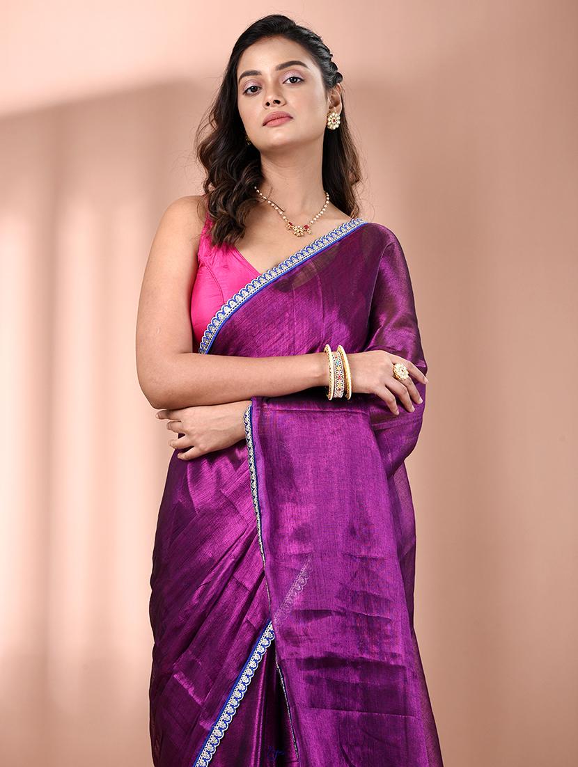 women solid casual wear saree with blouse - 21908409 - Standard Image - 4