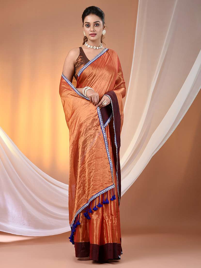 women solid with bordered saree with blouse - 21908411 - Standard Image - 1