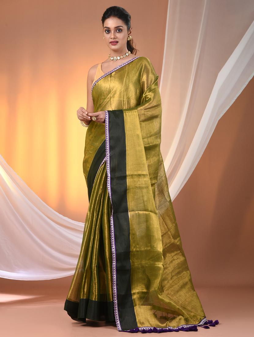 women solid with bordered saree with blouse - 21908412 - Zoom Image - 0