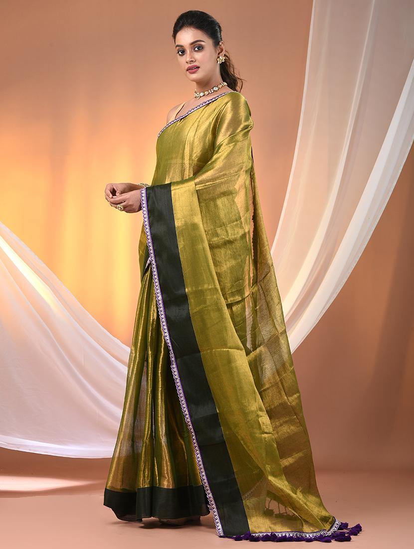 women solid with bordered saree with blouse - 21908412 - Standard Image - 1