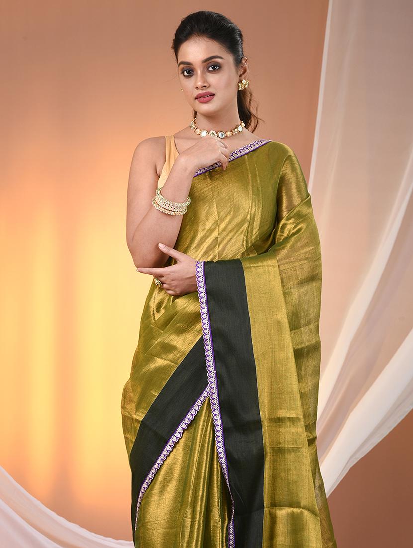women solid with bordered saree with blouse - 21908412 - Standard Image - 4