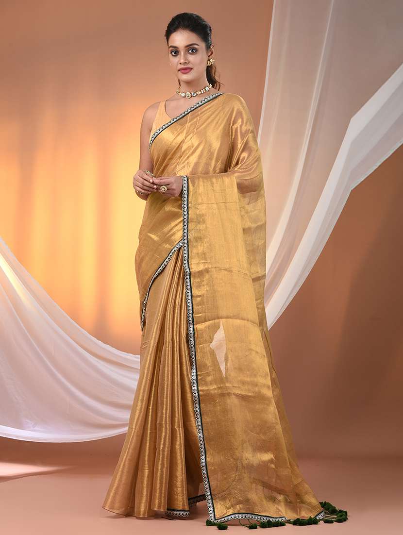 women solid casual wear saree with blouse
