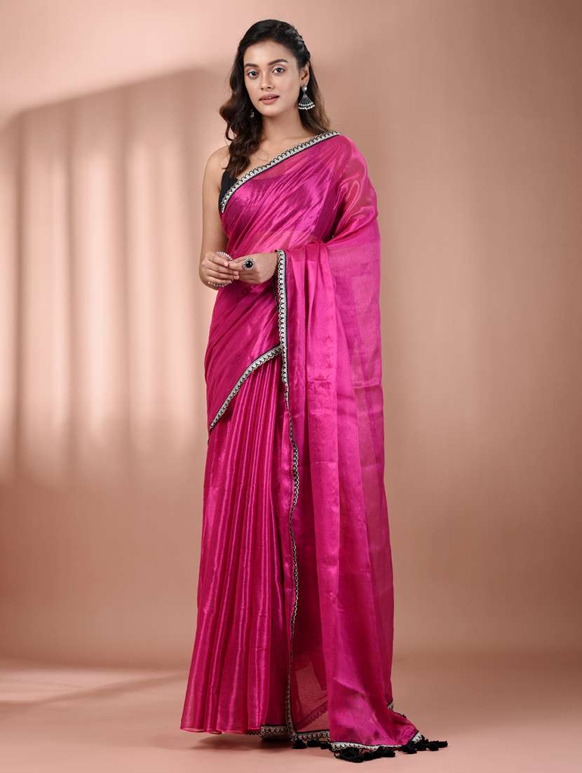 women solid casual wear saree with blouse