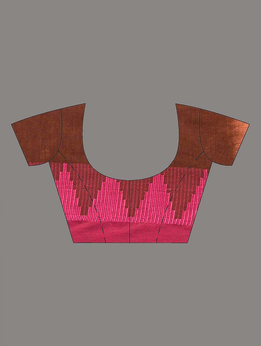 women solid with bordered handloom saree with blouse - 21908422 - Standard Image - 6