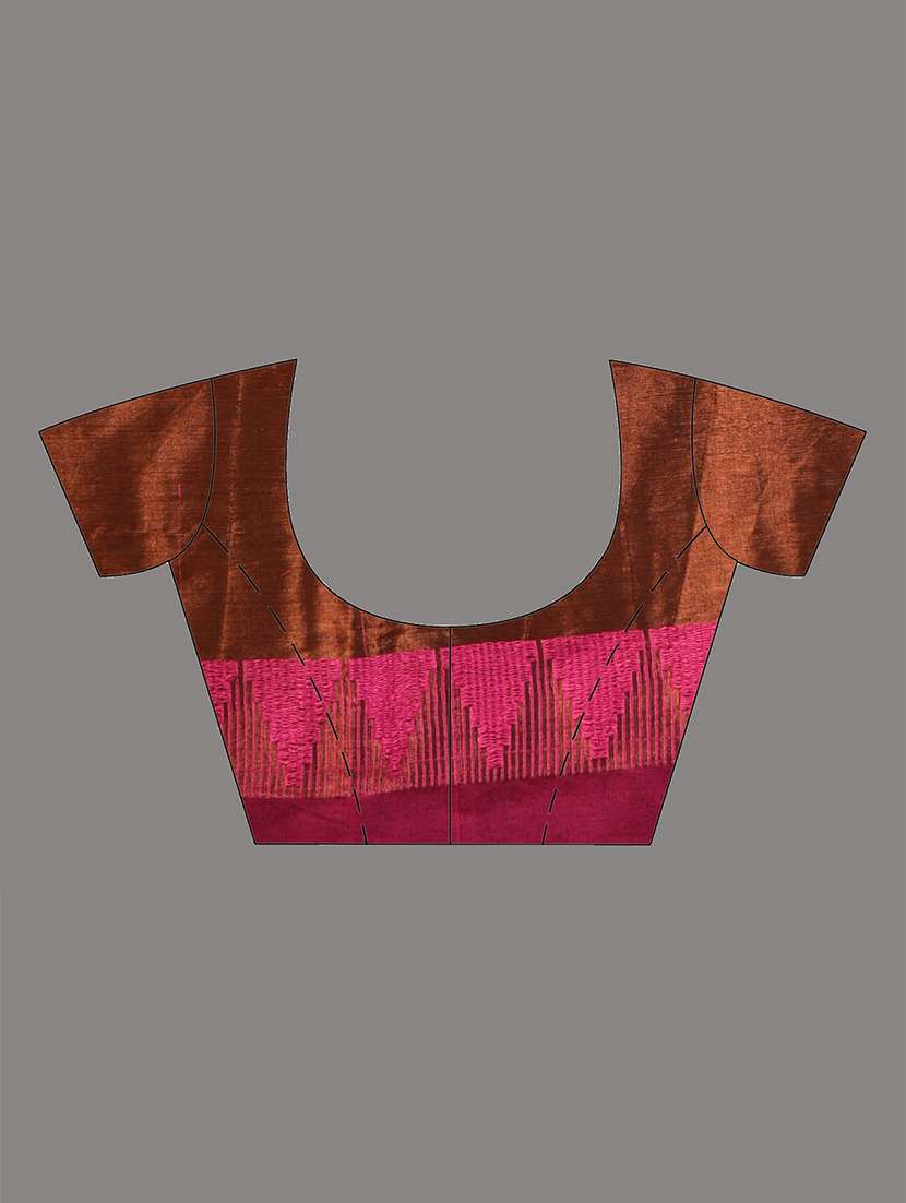 women solid with bordered handloom saree with blouse - 21908423 -  Standard Image - 6