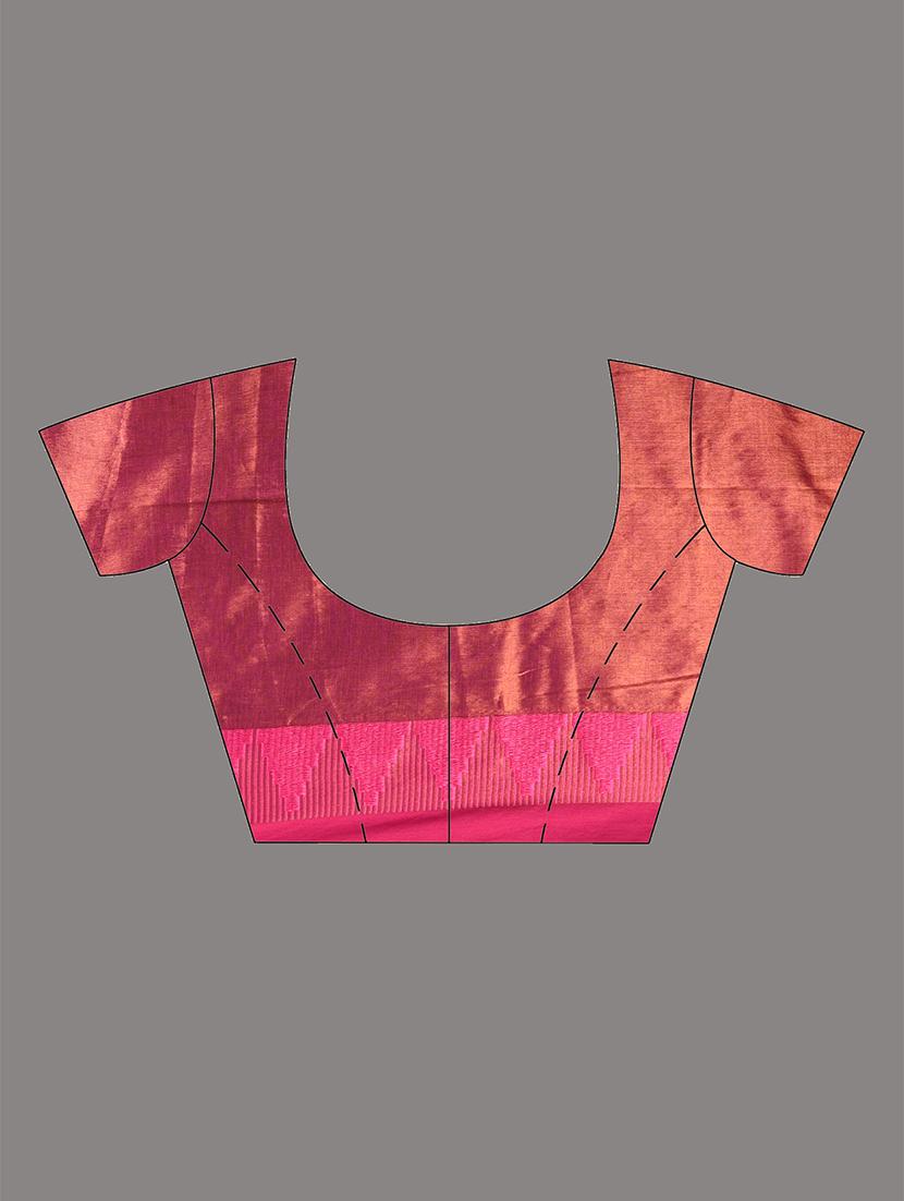 women solid with bordered handloom saree with blouse - 21908425 - Standard Image - 6
