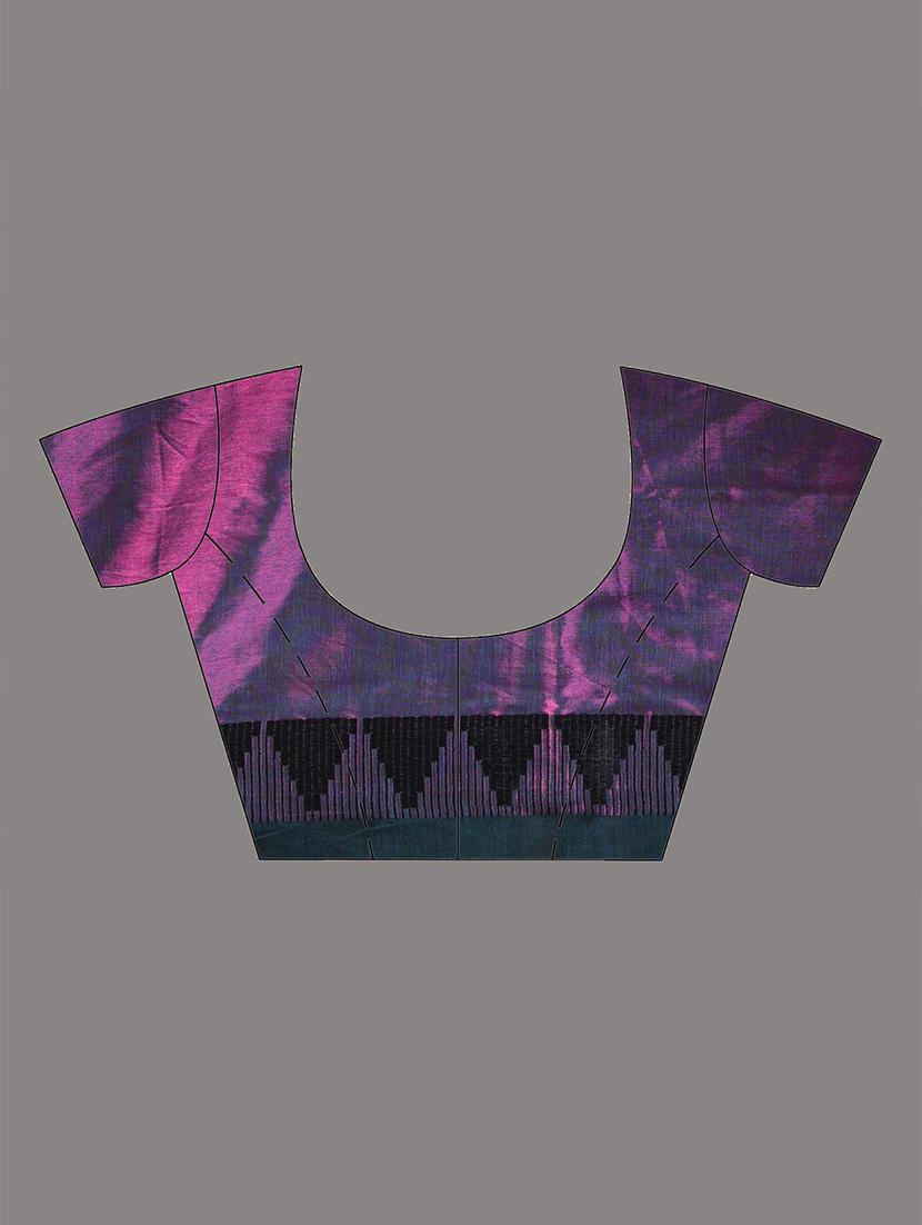 women solid with bordered handloom saree with blouse - 21908428 - Standard Image - 6