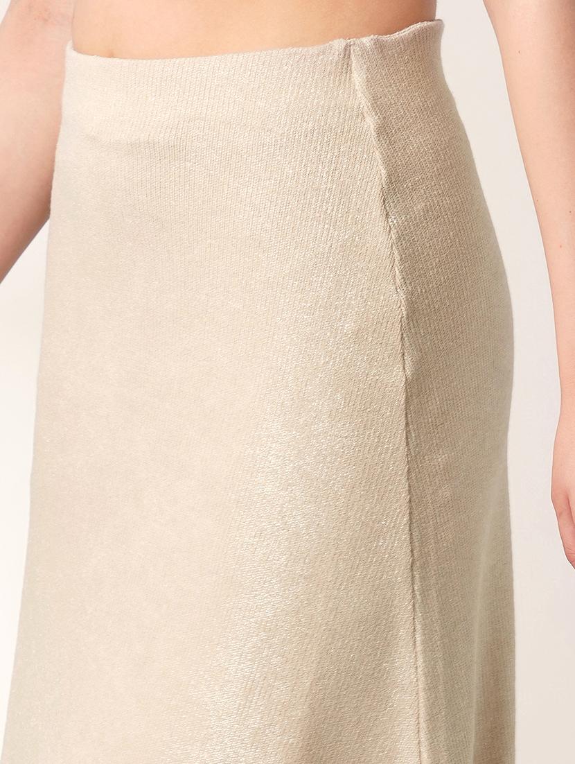 globus women ivory shimmer ribbed mid-rise flared midi party skirt - 21908449 - Standard Image - 4