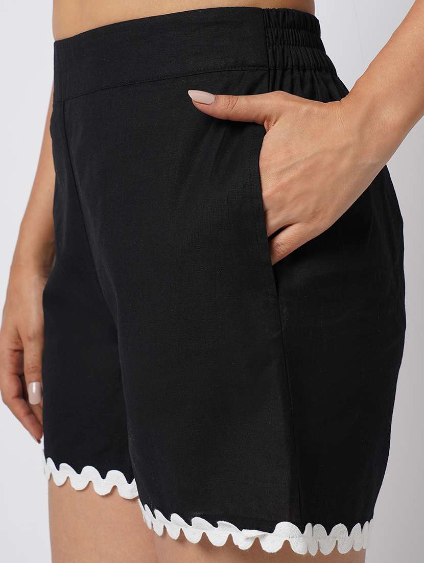 globus women black collared neck lace detailing oversized shirt with shorts co-ords set - 21908486 - Standard Image - 4