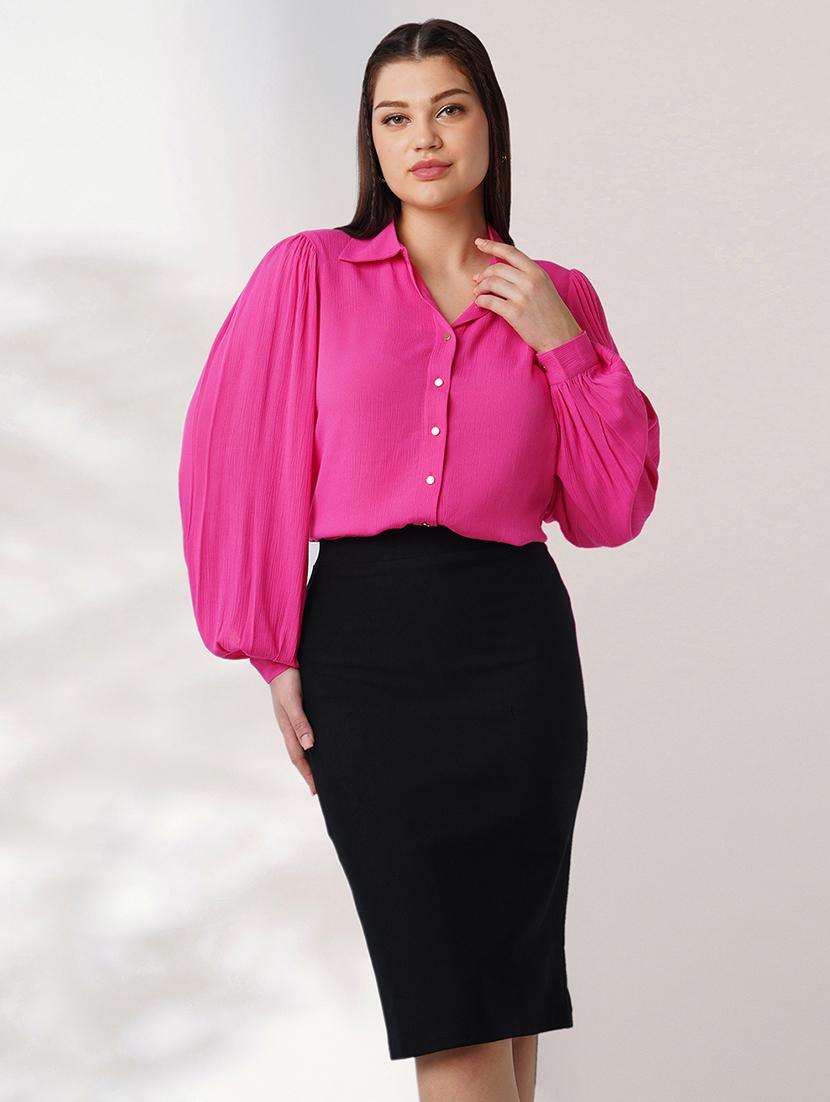 women solid puff sleeves regular shirt - 21908493 - Zoom Image - 0