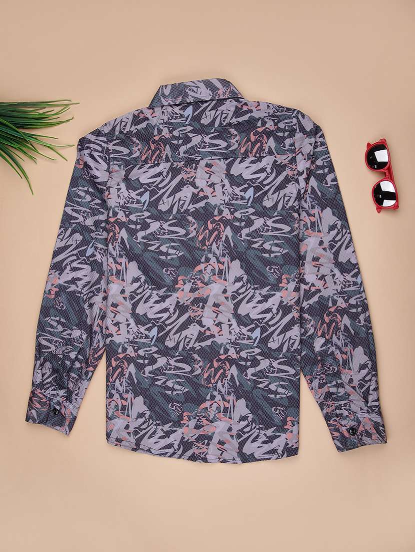 boys printed collared long sleeve shirt - 21908567 - Standard Image - 1