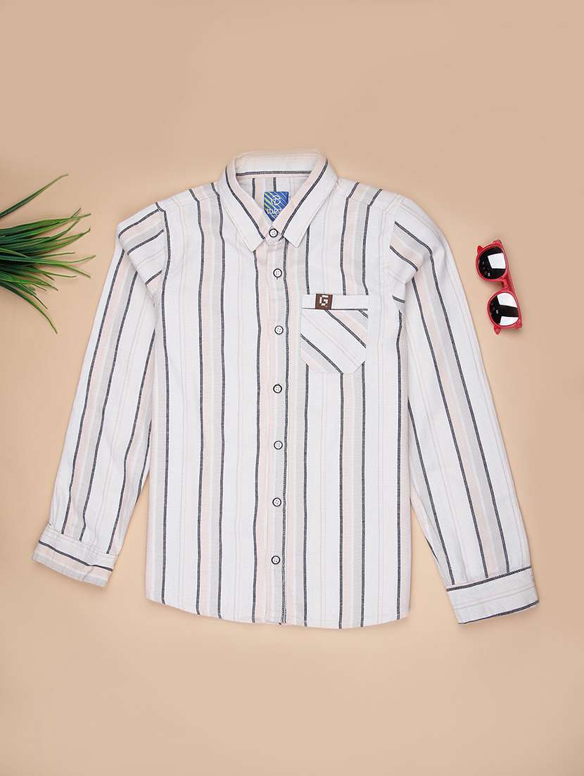 boys striped collared long sleeve shirt