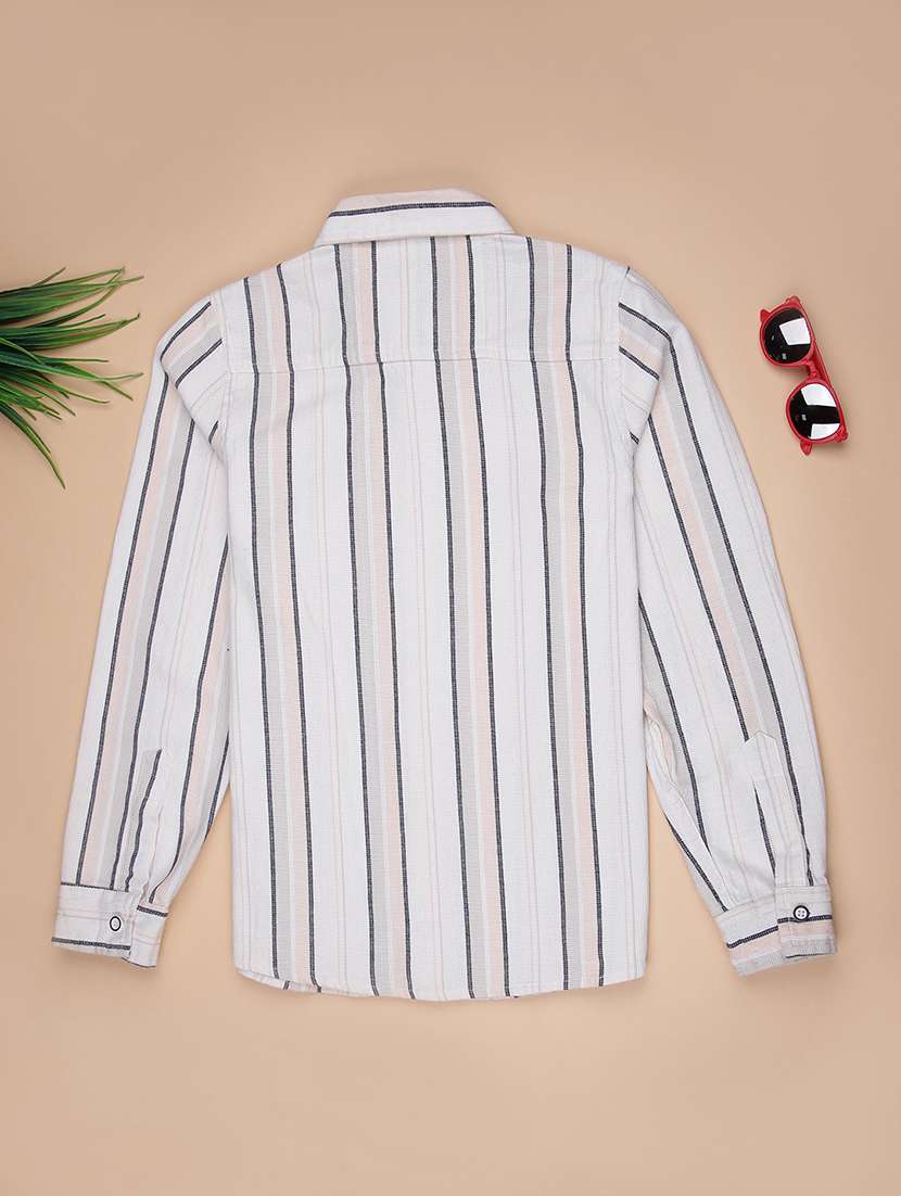 boys striped collared long sleeve shirt - 21908568 -  Standard Image - 1