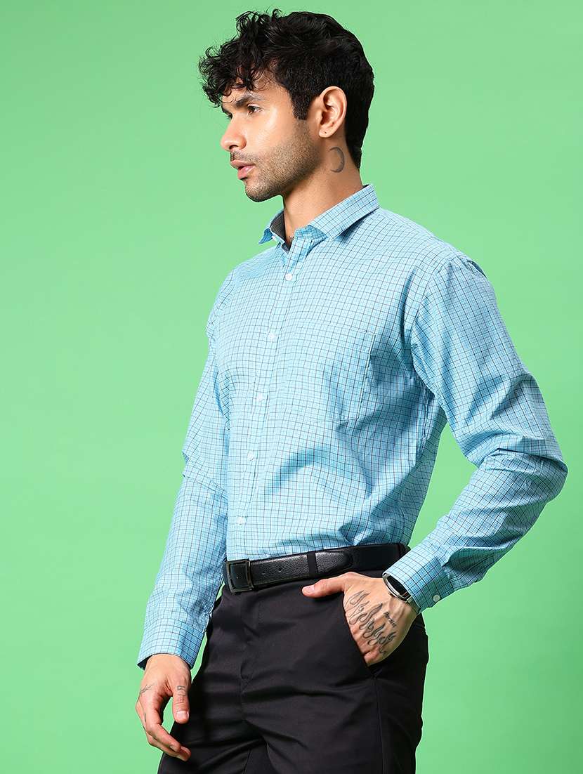 men checkered collared long sleeve formal shirt - 21908601 -  Standard Image - 1
