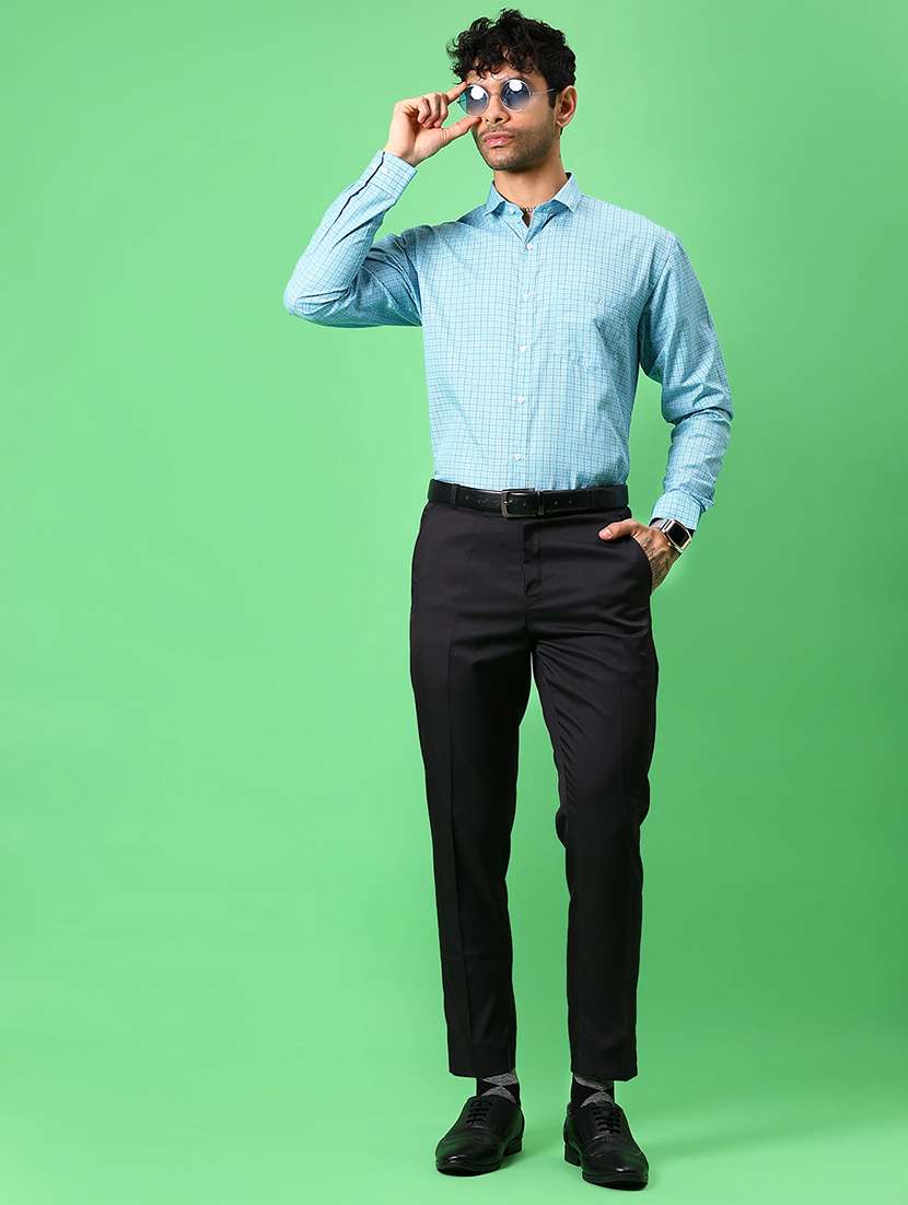 men checkered collared long sleeve formal shirt - 21908601 -  Standard Image - 4