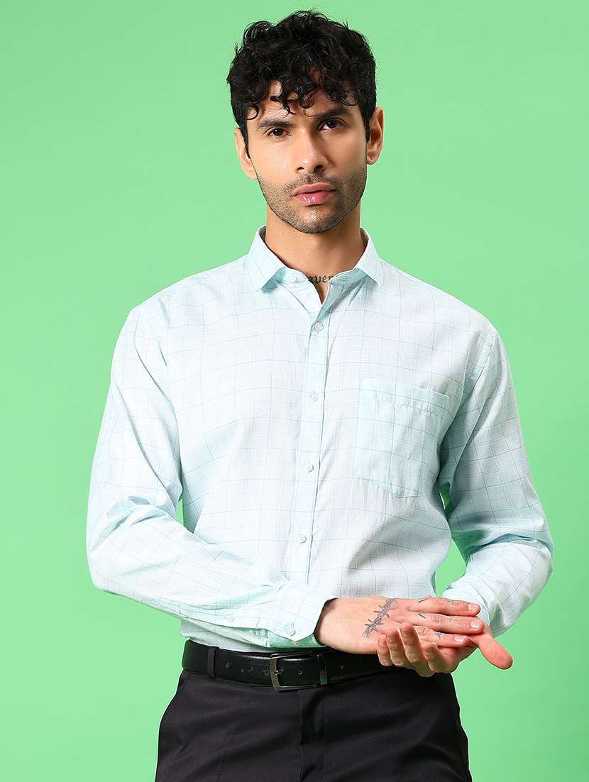 men checkered collared long sleeve formal shirt - 21908603 -  Standard Image - 1