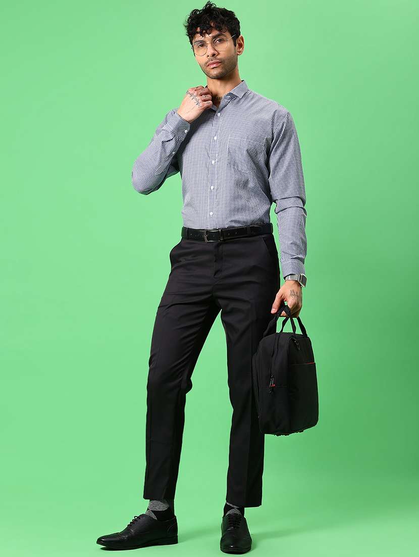 men checkered collared long sleeve formal shirt - 21908604 -  Standard Image - 4