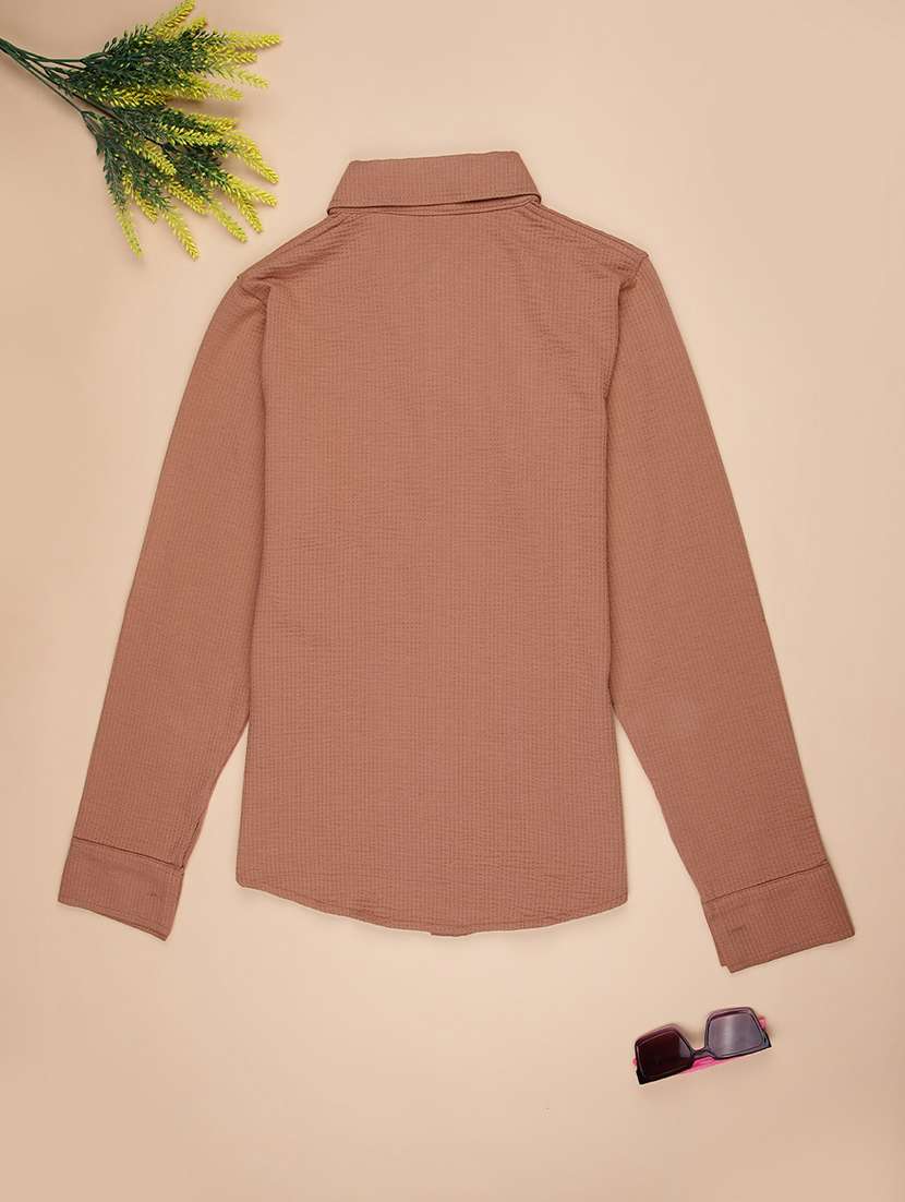 boys solid collared long sleeve shirt - 21908660 -  Standard Image - 1