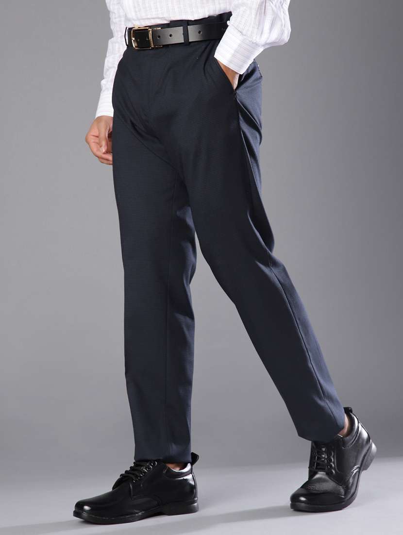 men solid mid rise flat front formal trouser - 21908726 -  Standard Image - 1