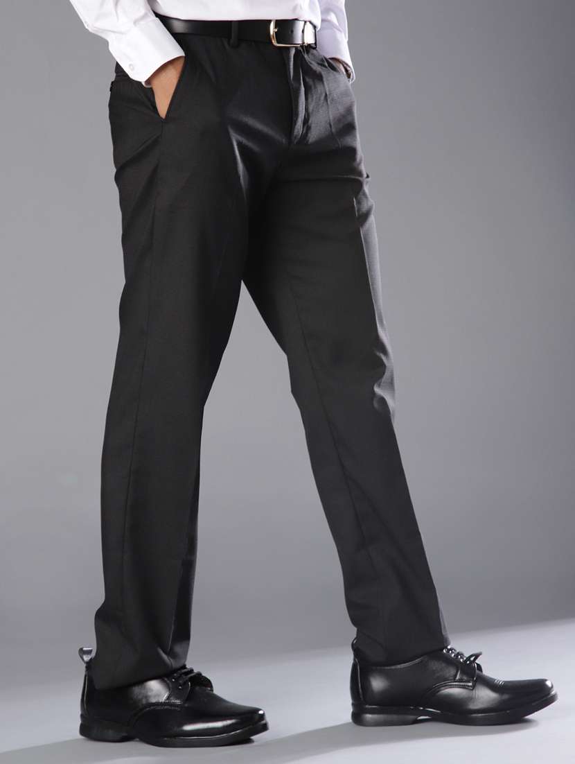 men solid mid rise flat front formal trouser - 21908728 -  Standard Image - 1