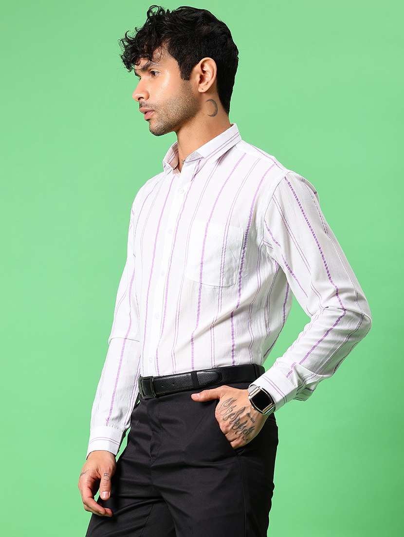 men striped collared long sleeve formal shirt - 21908731 -  Standard Image - 1