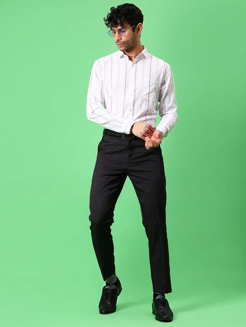 men striped collared long sleeve formal shirt - 21908731 -  Standard Image - 4