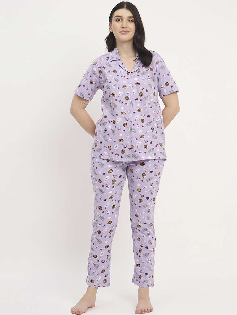 women printed nightwear pyjama set - 21908830 -  Standard Image - 1