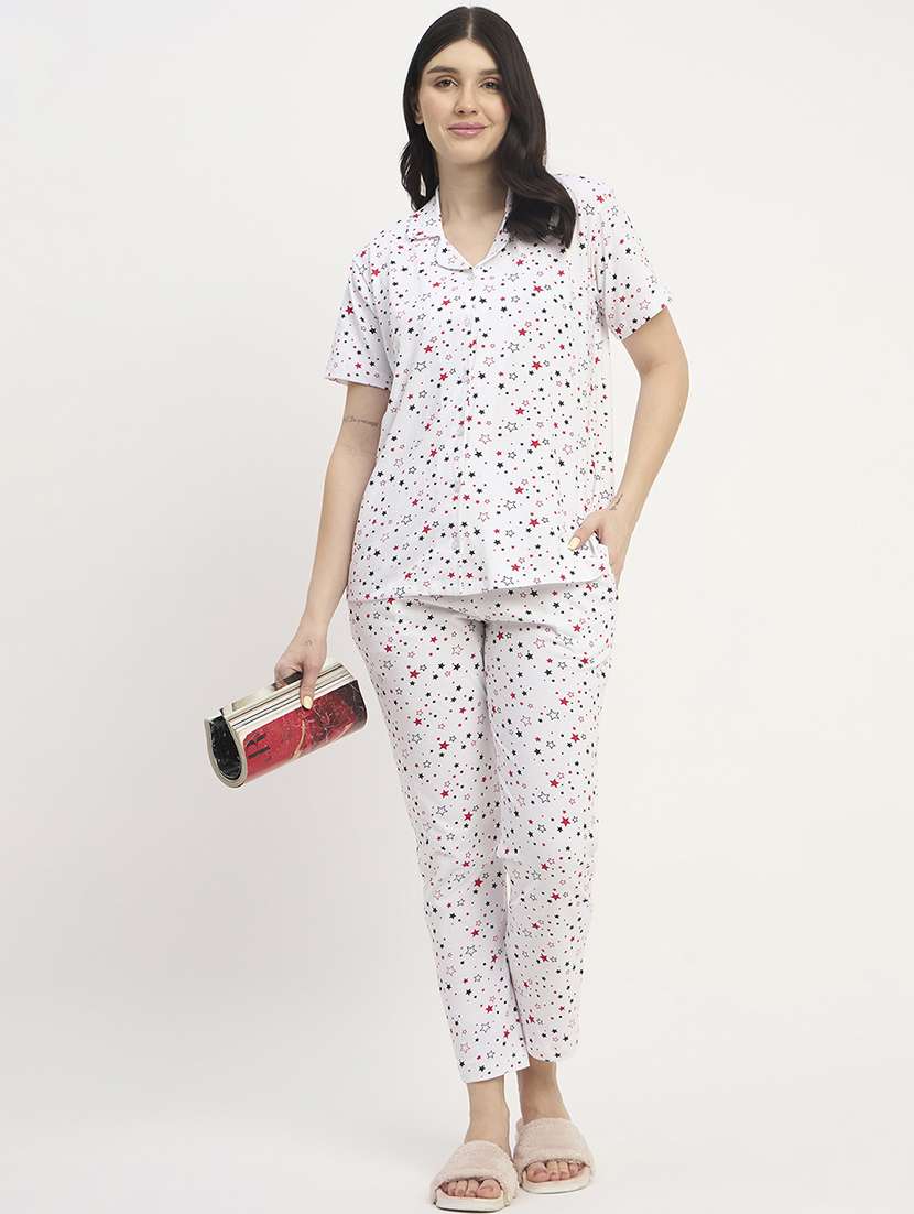 women printed nightwear pyjama set