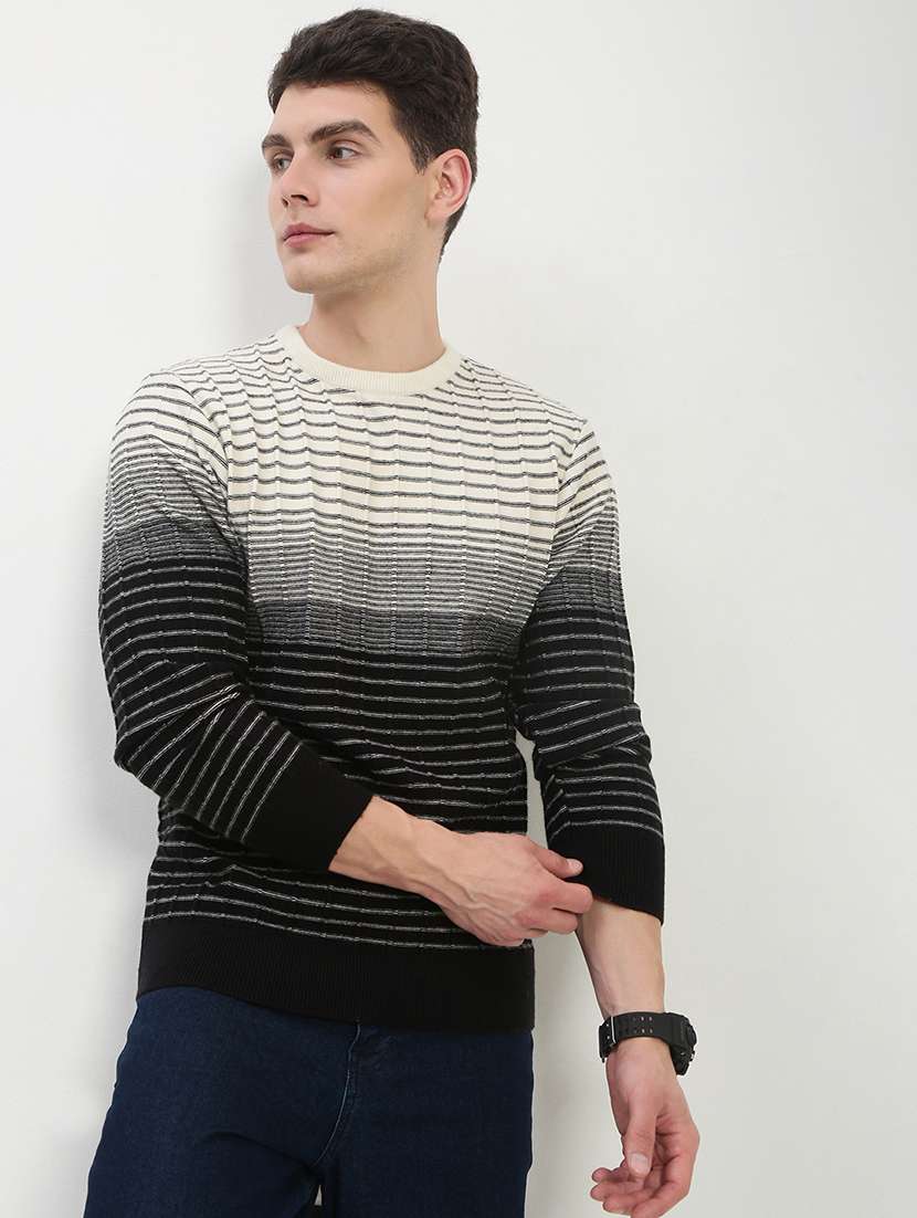 men striped long sleeve slim fit pullover - 21908860 - Zoom Image - 0