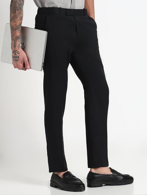 men solid mid rise flat front formal trouser - 21908901 -  Standard Image - 0