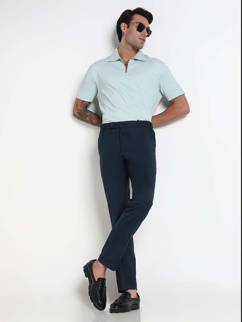 men solid mid rise flat front casual trouser - 21908904 - Standard Image - 4