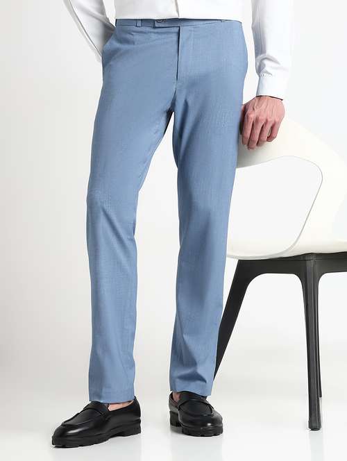 men solid mid rise flat front formal trouser - 21908905 -  Standard Image - 0