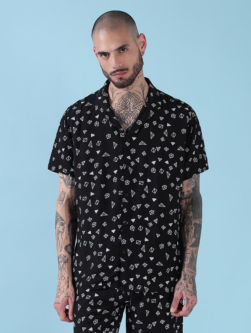 men cuban collar shorts & shirt co ords set - 21908926 - Standard Image - 1